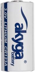 Akyga Lítium elem CR123A Akyga 3V, 1500mAh, ellenáll a szélsőséges hőmérsékletnek (AKY1235)