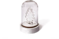 DekorTrend Fenyőfa üveg asztaldísz, 9 cm, meleg fehér, elemes (KDE_011)