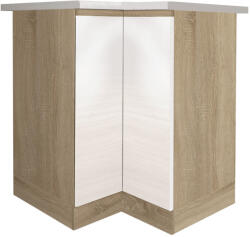 Alsó sarokszekrény, fehér magas fényű HG, LINE