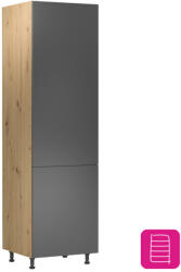  Élelmiszer szekrény polcokkal, artisan tölgy/szürke matt, univerzális, LANGEN D60R (263673)
