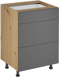 Alsó szekrény, artisan tölgy/szürke matt, LANGEN D60S3 P (KD-0000279861)