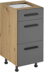 Alsó szekrény, artisan tölgy/szürke matt, fogantyúkkal, LANGEN D40S3 U (KD-0000263671)