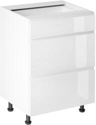 Alsószekrény, fehér/fehér extra magasfényű HG, AURORA D60S3 (KD-0000409289)