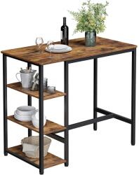 VASAGLE Bárasztal Négyszögletes, Bárpult 3 Polccal 109x60x100 cm, Rusztikus Barna