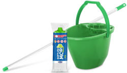 Bonus Felmosó szett-vödör ZÖLD 11L csavaró kosár, felmosó nyél 120cm Softmop 160gr (DA503XSZHTB330Z)