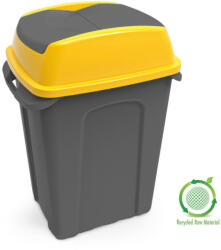 PLANET Hippo Billenős Szelektív hulladékgyűjtő szemetes, műanyag, antracit/sárga, 70L (DA503XSZADUP238S)