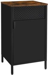 SONGMICS Éjjeliszekrény, oldalsó szekrény, ajtó mágnessel, állítható polccal, fekete (LSC101B01) - pepita