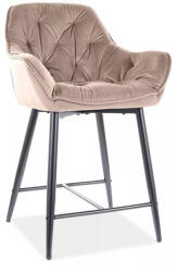 Signal Cherry H-2 Bársony Bézs Bárszék Fekete Fém Vázzal