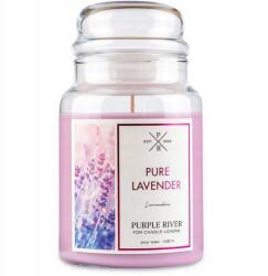 Purple River Szójaviasz illatgyertya üvegben, gyógynövényes levendula illattal Purple River 623 g (4260725363071)