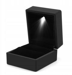  Velúr Eljegyzési Gyűrű Doboz Ajándék Elegáns Fekete (ZP00181-02)