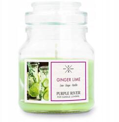 Purple River illatos szójaviasz gyertya üvegben, gyömbér és lime illattal (Ginger Lime), 113g (4262399024760)