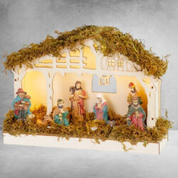 MagicHome MagicHome karácsonyi dekoráció, Betlehem, 5 melegfehér LED, 26, 3x7, 3x19, 2 cm