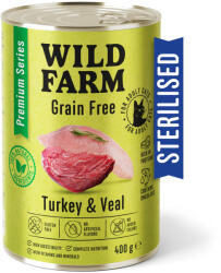  Wild Farm WILD FARM Premium Grain Free Turkey and Veal 400g - gabonamentes eledel sterilizált macskáknak