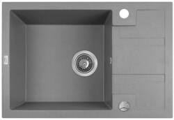 Laveo BARBADOS szürke mini csepptálcás mosogató dugókiemelős helytakarékos szifonnal (OPSRB_513T)