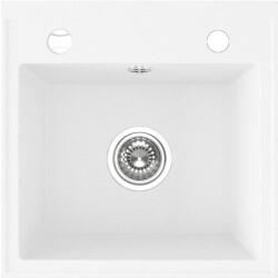 Laveo RINA egymedencés fehér mosogató csaplyukkal, automata dugókiemelős, helytakarékos szifonnal (OPSRP_610T)