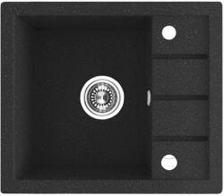 Laveo RINA MINI csepptálcás mosogató, szemcsés fekete, automata dugókiemelős, helytakarékos szifonnal (OPSRP_713T)
