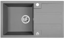 Laveo BARBADOS szürke csepptálcás mosogató dugókiemelős helytakarékos szifonnal (OPSRB_511T)