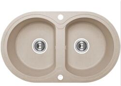 Laveo DAFNE kétkör bézs mosogató dugókiemelős helytakarékos szifonnal (OPSRD_420T)