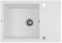 Laveo BARBADOS fehér mini csepptálcás mosogató dugókiemelős helytakarékos szifonnal (OPSRB_613T)