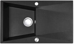 Laveo GRENADA csepptálcás szemcsés fekete mosogató automata dugókiemelős, helytakarékos szifonnal (OPSRG_711T)