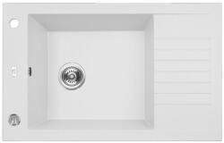 Laveo PIONIER minicsepptálcás fehér mosogató automata dugókiemelős, helytakarékos szifonnal (OPSRR_613T)