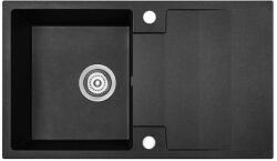 Laveo RIO 1CS egymedence csepptálcás gránit fekete mosogató szifonnal, 76x44x17, 5 cm (OPSRF_711R)