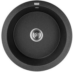 Laveo DAFNE fekete egykör szemcsés mosogató, helytakarékos szifonnal (OPSRD_788Y)