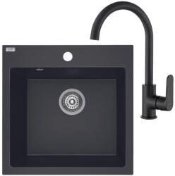 Laveo ALENA matt fekete szett álló csappal, helytakarékos szifonnal (OPSRA_710BL)