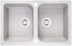 Laveo CELIA fehér kétmedencés mosogató dugókiemelős helytakarékos szifonnal (OPSRC_620T)