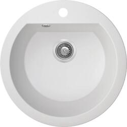 Laveo DAFNE egykör fehér mosogató csaplyukkal, helytakarékos szifonnal (OPSRD_680T)