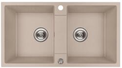 Laveo RIO 2M kétmedencés gránit bézs mosogató szifonnal, 80x44x18, 6 cm (OPSRF_420R)