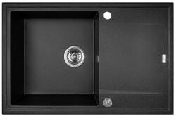 Laveo MEGALO csepptálcás szemcsés fekete mosogató dugókiemelős helytakarékos szifonnal (OPSRE_711T)