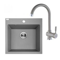 Laveo ALENA szürke szett álló csappal, helytakarékos szifonnal (OPSRAA_510T)