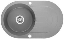 Laveo DAFNE egykör csepptálcás szürke mosogató dugókiemelős helytakarékos szifonnal (OPSRD_581T)