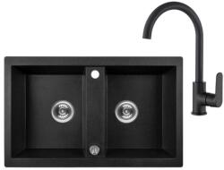 Laveo BARBADOS matt fekete kétmedencés szett (OPSRB_720BL)