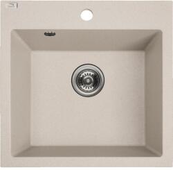 Laveo PAULO gránit egymedencés bézs mosogató szifonnal, 49x49x21, 4 cm (OPSRN_410P)