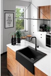 Laveo KOMODO fekete mosogató helytakarékos szifonnal (OPSRK_710A)