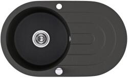 Laveo DAFNE egykör csepptálcás szemcsés fekete mosogató (OPSRD_781T)
