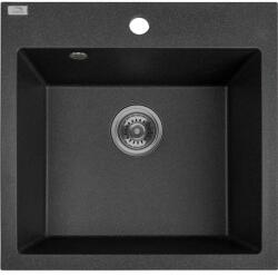 Laveo ALENA szemcsés fekete egymedencés mosogató helytakarékos szifonnal (OPSRA_710T)