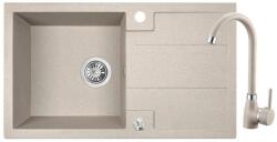 Laveo BARBADOS csepptálcás bézs szett álló csappal dugókiemelős helytakarékos szifonnal (OPSRBA_411T)