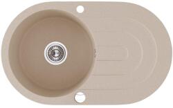 Laveo DAFNE egykör csepptálcás bézs mosogató dugókiemelős helytakarékos szifonnal (OPSRD_481T)