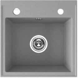 Laveo RINA egymedencés szürke mosogató csaplyukkal, automata dugókiemelős, helytakarékos szifonnal (OPSRP_510T)