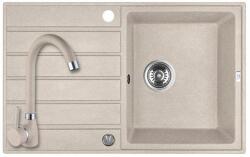 Laveo MARGARITA bézs szett álló csappal, automata dugókiemelős, helytakarékos szifonnal (OPSRMA_411T)