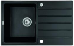 Laveo MARGARITA csepptálcás matt fekete mosogató automata dugókiemelős, helytakarékos szifonnal (OPSRM_711B)