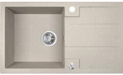 Laveo BARBADOS bézs csepptálcás mosogató dugókiemelős helytakarékos szifonnal (OPSRB_411T)