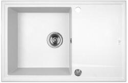 Laveo MEGALO csepptálcás fehér mosogató dugókiemelős helytakarékos szifonnal (OPSRE_611T)