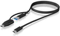 RaidSonic Icy Box IB-CB034 USB Type-C Apa - USB-A / USB Type-C 3.2 Adat és Töltő Kábel - 1 m, Fekete (IB-CB034)