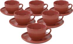 Hermia Set 6 cești cu farfurioare din ceramică Linea 210 ml, portocaliu, portocaliu