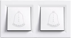 Leziter Nova kettős csengő kapcsoló 101N fehér kerettel (LN2KERV-F_LN101N-F)