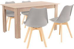 Leziter Set de masă Zara 4+1 gri-stejar Sonoma (LYET140ST_DA232AG_4)